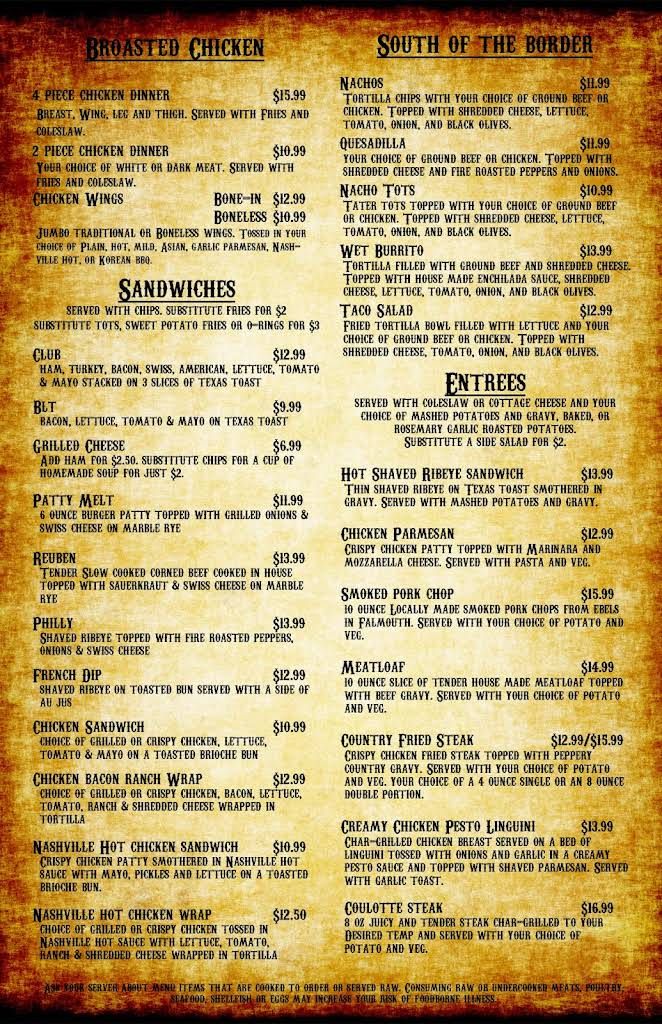 Laughing Horse Saloon Menu 1