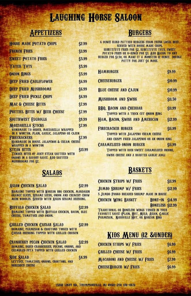 Laughing Horse Saloon Menu 2